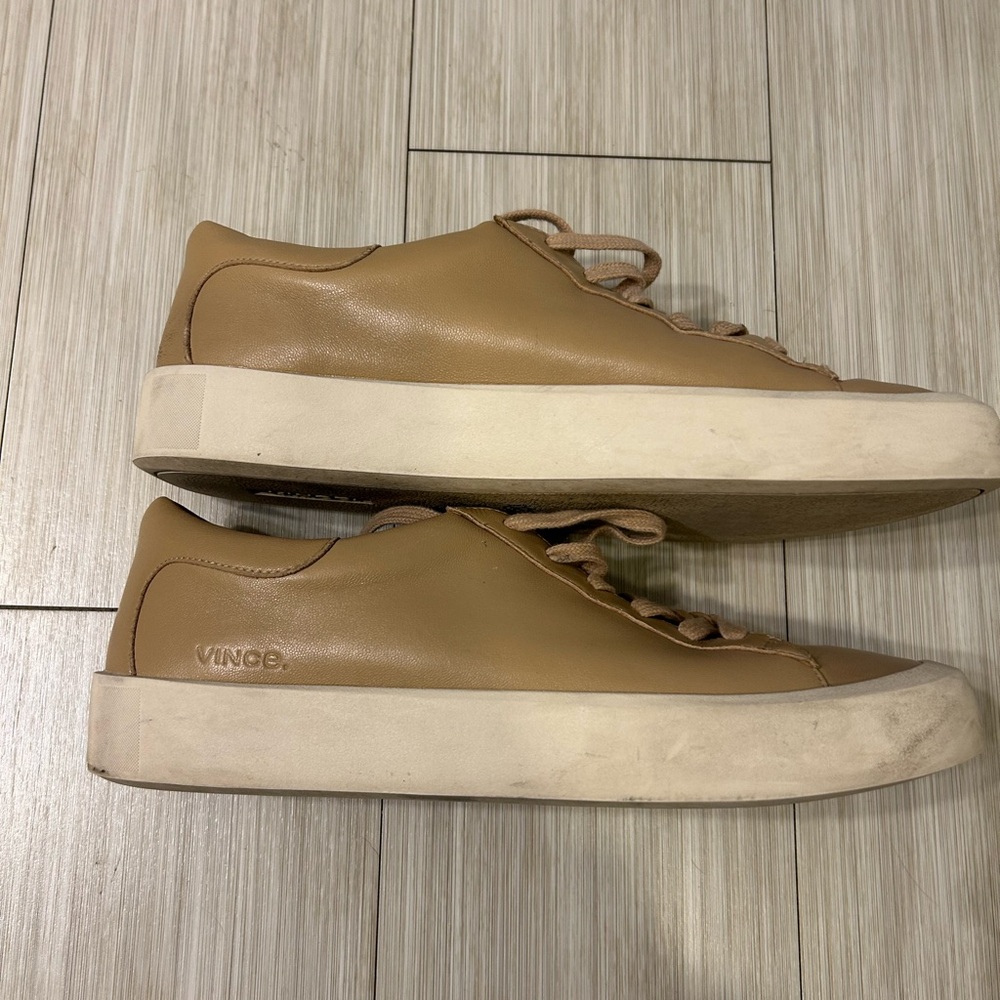 Vince Gabi Tan Leather Sneakers - Picture 6 of 8